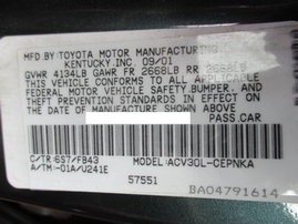 2002 TOYOTA CAMRY LE METALLIC GREEN 2.4L AT Z17589